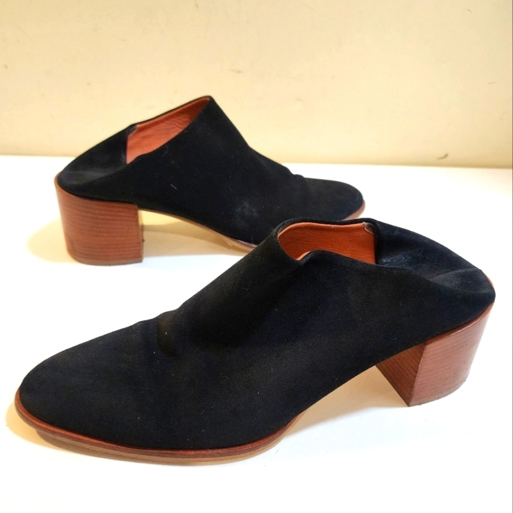 EVERLANE The Suede Heels Slip On Mule Black Shoes size 9 1/2M